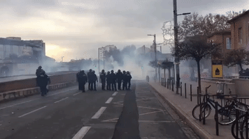 Student Protesters Throw Stones at Police in Toulouse