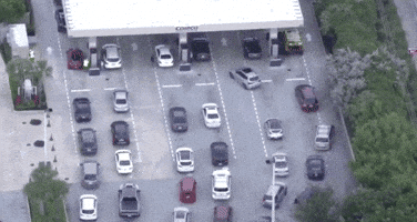 line traffic gas station hurricane dorian cost co GIF