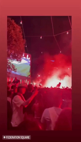 Australian Soccer Fans Celebrate as Team Scores 