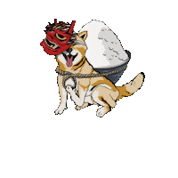 eitoawano dog japan street demon Sticker