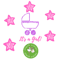 Its A Girl Baby Carriage Sticker by Stork Vision