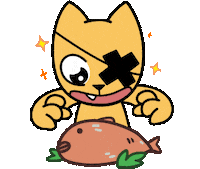 bricxart cat hungry yum pirate Sticker