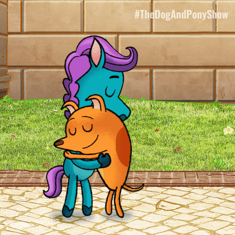 TreehouseDirect dog friendship best friends hugging GIF