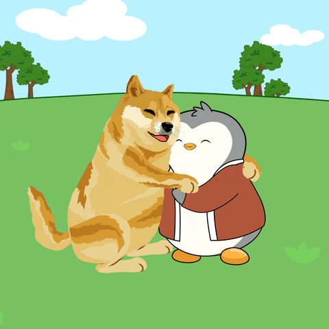 Shiba Inu Hug GIF by Pudgy Penguins