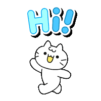 Waving White Cat Sticker by Mikitti