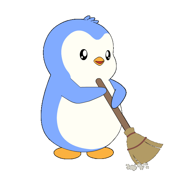 Penguin Cleaning Sticker by Pudgy Penguins