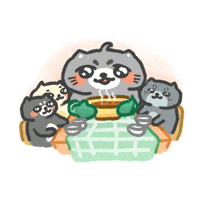 Eat Together Cat Family GIF