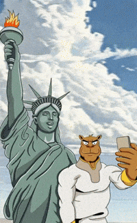 Statue Of Liberty Selfie GIF by Camel Dad
