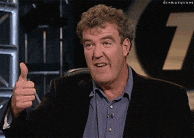 TV gif. Jeremy Clarkson gives a thumbs up and a sarcastic, goofy, toothy smile.