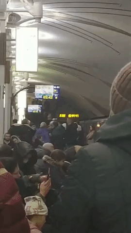 Residents Shelter in Kyiv Subway Amid Attacks