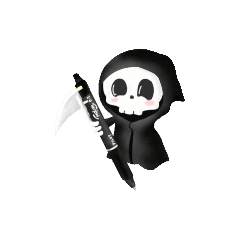 Pilotpensg giphyupload halloween pen reaper Sticker