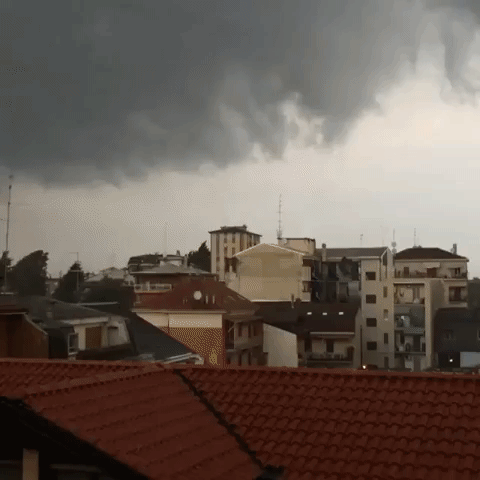 Strong Winds Sweep Structure Off Roof in Novara