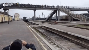 Crowds Greet First Train from Kyiv To Arrive in Kherson Since Russians Left the City