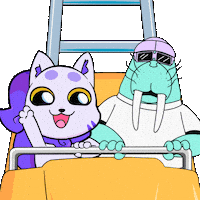 Scared Ride Sticker by Lucky Kat Studios
