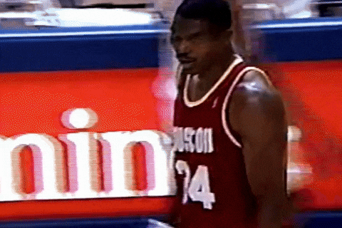 aaronpkp nod houston rockets dap up hakeem olajuwon GIF