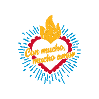 quericotees heart mucho amor sacred heart corazon sagrado Sticker