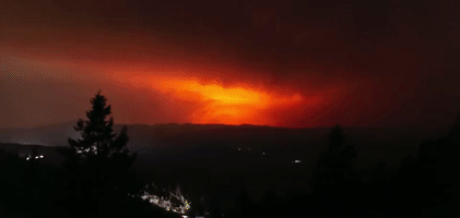 Lightning Flashes Above McKinney Fire Burning in Northern California