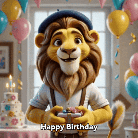 primelionardo giphyupload birthday gift lion GIF