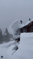 Huge Slab of Snow Removed From Roof of Northern California Home