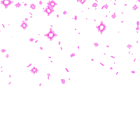 Sticker gif. Pink starburst glitter of varying sizes falls down like rain.