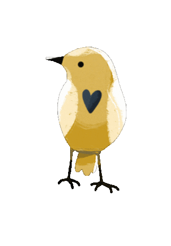 Yellow Bird Heart Sticker