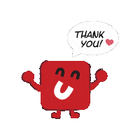 Red Cube Thank You Sticker by fun toast