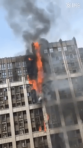 Blaze Engulfs 20-Story Office Building in Central China