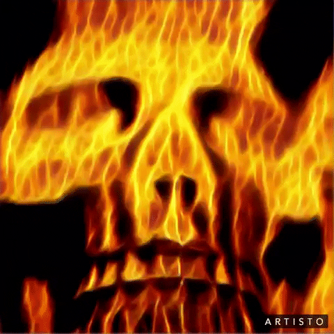 fire skull GIF by Justin