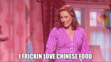 laura benanti i frickin love chinese food GIF by Tiffany