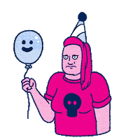 Happy Birthday Frown Sticker by Holler Studios