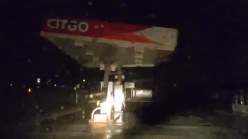 Texas Gas Station Damaged in Face of Hurricane Nicholas