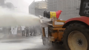 Dairy Farmers Spray Milk Powder at EU HQ in Brussels