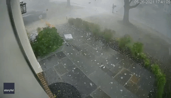 Security Footage Captures Hailstorm Pounding Fairfax Station, Virginia