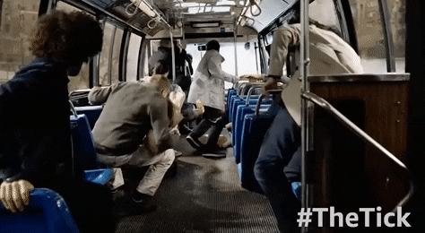crash bus GIF by The Tick