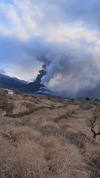 Smoke and Ash Spew From Flattened La Palma Volcano Cone