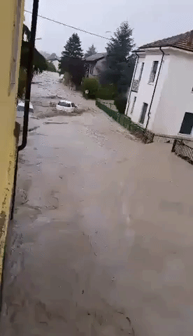 Cars Submerged in Water During Flooding in Italy
