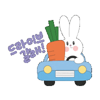 hoppingrabbit car rabbit drive carrot Sticker
