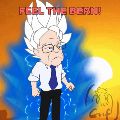 ryangriffin56e7 giphygifmaker bernie sanders super saiyan feel the bern GIF