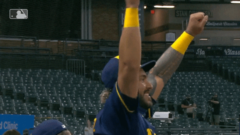 Excited Omar Narvaez GIF by Milwaukee Brewers