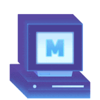 MetresAway1805 blue computer media pc Sticker