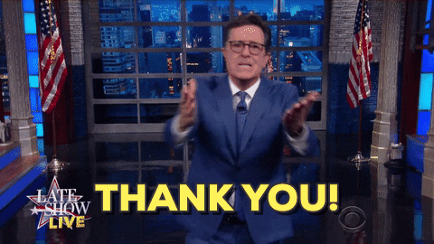 Stephen Colbert Thank You GIF by The Late Show With Stephen Colbert