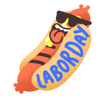 Hot Dog Happy Labor Day Sticker