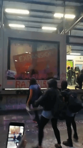 Metro Station Vandalized During March Over Alleged Police Rapes in Mexico City