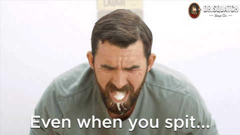 Spit Toothpaste GIF by DrSquatchSoapCo