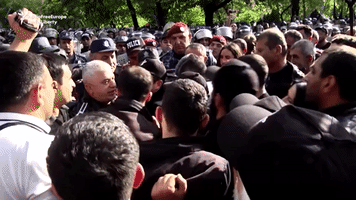 Demonstrators Clash With Police During Anti-Government Protest in Yerevan
