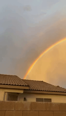 Double Rainbow Stretches Across Stormy Las Vegas Sky
