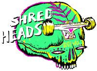 Skull Skateboarding Sticker by SHRED HEADS