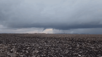 Funnel Cloud Spins Near Maroa, Illinois, Amid Tornado Warnings