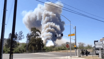 Smoke Billows From 175-Acre Brush Fire Burning in Norco, California