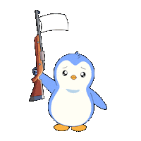 White Flag I Give Up Sticker by Pudgy Penguins